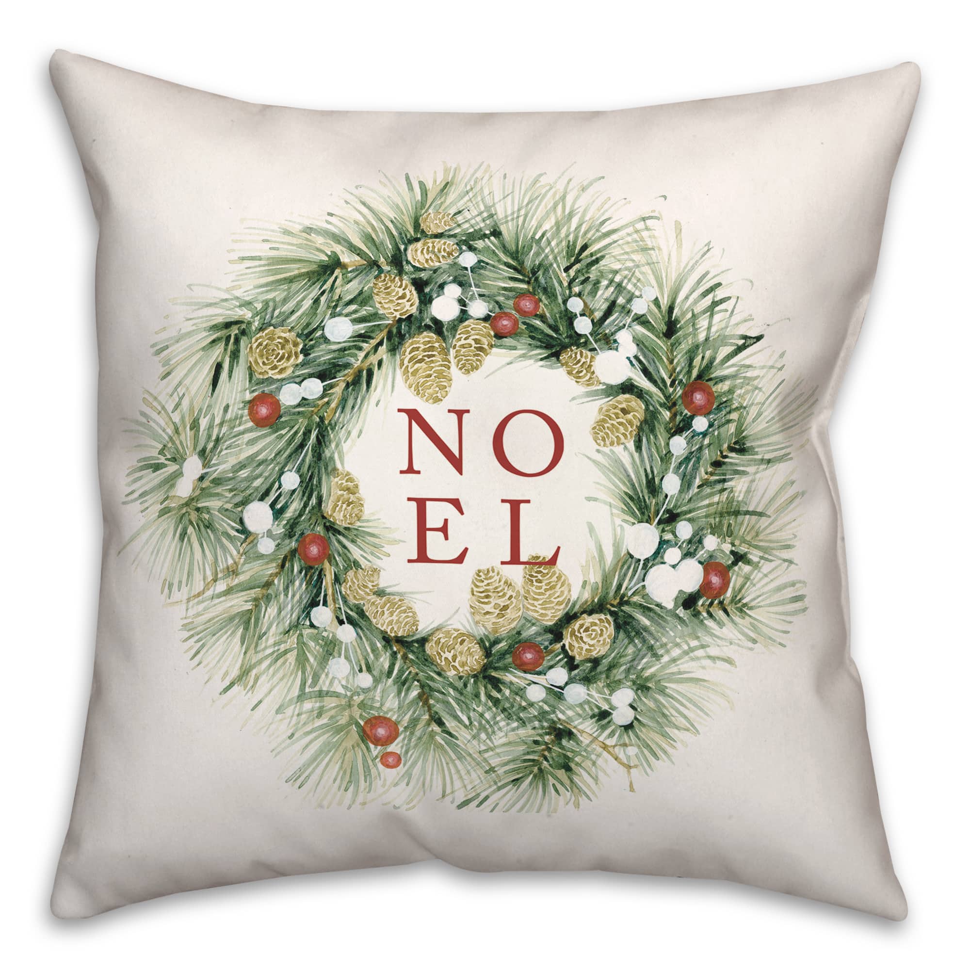 Noel Wreath 18x18 Throw Pillow